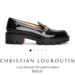 christian louboutin lock woody patent red sole loafers